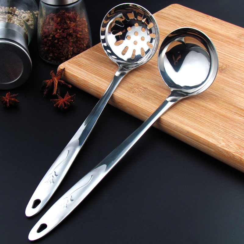 火锅勺子长柄不锈钢汤勺漏勺一体加厚粥勺饭店用家用厨房盛汤勺子