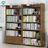 简易实木书架落地多层儿童书橱家用小型收纳置物架学生桌面竹书柜