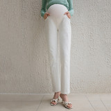 BELLYWEAR孕妇裤春季新款时尚白色弹力百搭直筒裤可调节托腹长裤