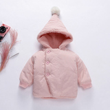 女宝宝棉衣外套加绒厚纯粉色个月男童棉袄连帽新款幼婴儿羽绒棉服