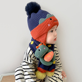 儿童帽子男宝宝秋冬季护耳帽男童围巾套装女童毛线帽婴儿幼儿针织