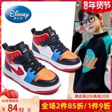 迪士尼童鞋男童运动鞋2021秋冬新款儿童鞋高帮aj加绒男童冬季棉鞋